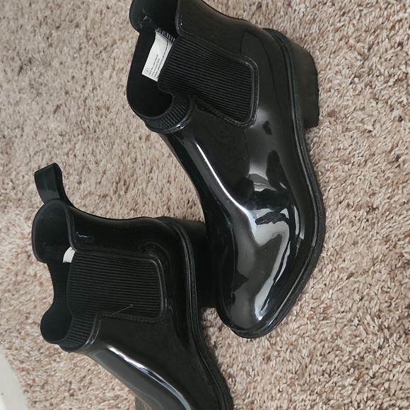 A New Day Shiny Black Women's Rain Boots - Picture 3 of 10